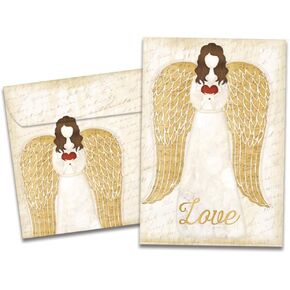 Tree-Free Greetings - Season's Greeting Cards - Artful Designs - 10 Cards + Matching Envelopes - Made in USA - 100% Recycled Paper - 5 x 7 - Christmas Angel (HB93390)