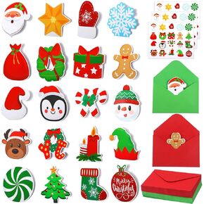 Jetec 60 Sets Mini Christmas Cards Small Xmas Greeting Cards with Envelopes and Stickers Holiday Greeting Cards Merry Christmas Notecards Bulk for Kids Classroom Exchange Crafts Gift Party Favors