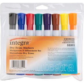 Integra Dry-Erase Marker, Chisel Tip, 8/ST, Assorted (ITA33311)