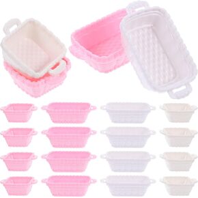 NUOBESTY 32pcs Miniature Dollhouse Bread Basket 1:12 Mini Fake Food Baskets Fruit Basket Playset Shopping Baskets Model Photography Props for Dollhouse Kitchen Picnic Party Decor