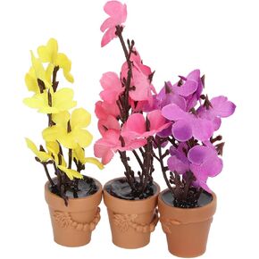 3Pcs 1:12 Dollhouse Potted Plants Miniature Artificial Plant Tiny Bonsai Model Mini Flowerpot Simulation Resin Miniature Potted Plants
