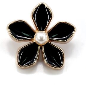 20 pcs Black Enamel Plumeria Metal Sewing Shank Buttons for Coats -23mm -7/8"