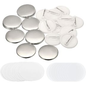 PATIKIL 0.98inch Button Parts, Blank Button Making Supplies,10Pcs Round Badge Parts DIY Pin Maker Kit for Button Maker Machine with Metal Cover Plastic Base, Film and Blank Paper