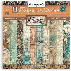 Stamperia Scrapbooking Pad 10 sheets cm 30,5x30,5 (12"x12") Maxi Sir Vagabond in Fantasy World, 12 x 12 in, Multicoloured