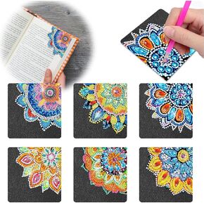 6 Pcs Flower Diamond Art Bookmarks,DIY Diamond Art Painting Bookmarks for Book, Beautiful Corner Bookmark Diamond Art Kits for Adults Beginner