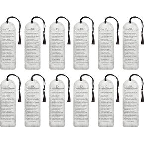 Dicksons The 10 Commandments Textured White 6 x 2 Cardstock Bookmark Multipack with Tassel Pack of 12