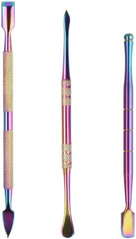 مجموعة أدوات نحت الشمع بألوان قوس قزح مكونة من 3 قطع، أدوات تشكيل الشمع مزدوجة الأطراف، أدوات النحت المصنوعة من الفولاذ المقاوم للصدأ تستخدم بشكل متكرر وآمنة ومريحة للحمل والسيراميك والفخار in Kuwait