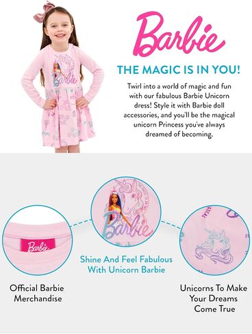 Barbie Dress | Short Sleeve Girls Unicorn Dress | Skater Dress for Girls in Saudi Arabia