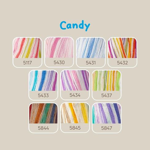 3 Skeins of Sensy Candy Yarn, 3.5 oz, 251 Yards, Multicolor Yarn for Crocheting and Knitting, Craft Yarn, Gauge 3 Light (5430) in Kuwait