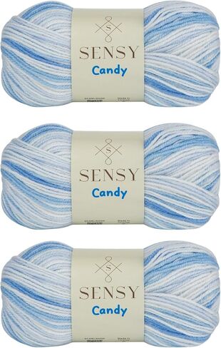 3 Skeins of Sensy Candy Yarn, 3.5 oz, 251 Yards, Multicolor Yarn for Crocheting and Knitting, Craft Yarn, Gauge 3 Light (5430) in Kuwait