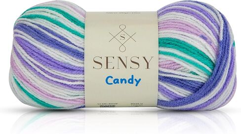 3 شلات من خيوط الحلوى الحسية، 3.5 أونصة، 251 ياردة، خيوط متعددة الألوان للكروشيه والحياكة، خيوط حرفية، قياس 3 ضوء (5430) in Kuwait