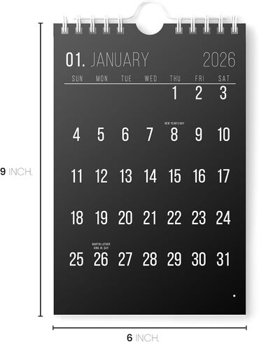 Mini Calendar 2025 - Vertical 6x9 2025 Wall Calendar Runs Until June 2026 - Easy Planning with the Small Aesthetic Desk Calendar 2025-2026 Monthly - Karto - All Black in Saudi Arabia