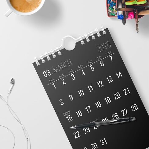 Mini Calendar 2025 - Vertical 6x9 2025 Wall Calendar Runs Until June 2026 - Easy Planning with the Small Aesthetic Desk Calendar 2025-2026 Monthly - Karto - All Black in Saudi Arabia