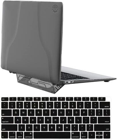 Se7enline Compatible with MacBook Air 13 case M1 A2337/A2179/A1932 2018/2019/2020/2021/2022/2023/2024 Matte Laptop Hard Shell Cover with Adujustable Stand (Also as Handle) with Keyboard Skin,Black in Saudi Arabia