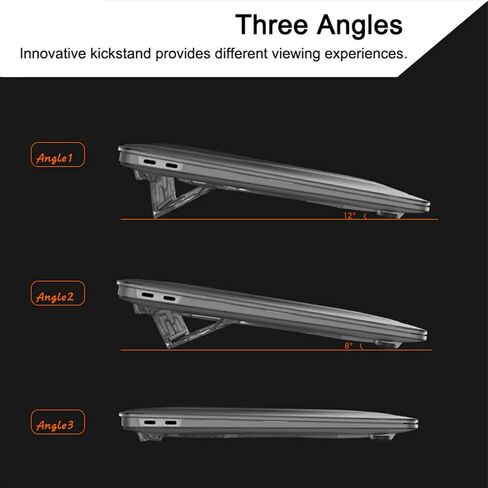 Se7enline Compatible with MacBook Air 13 case M1 A2337/A2179/A1932 2018/2019/2020/2021/2022/2023/2024 Matte Laptop Hard Shell Cover with Adujustable Stand (Also as Handle) with Keyboard Skin,Black in Saudi Arabia