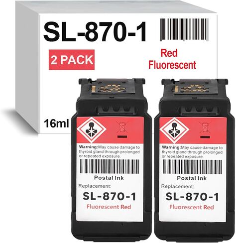 عبوتان من خرطوشة الحبر الأحمر SL-870-1 عالية السعة لخرطوشة الحبر الأحمر الفلورسنت SL870-1 المتوافقة مع ماكينات البريد الجديدة SendPro Mailstation (CSD1) من PB in Kuwait