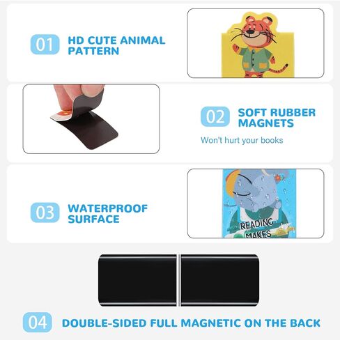 24 قطعة من الإشارات المرجعية المغناطيسية، مجموعة الإشارات المرجعية المغناطيسية للحيوانات، الإشارات المرجعية المغناطيسية للأطفال والمدرسة والطلاب ومستلزمات القراءة المكتبية (12 نمطًا، 5.5 × 3 سم) in Kuwait