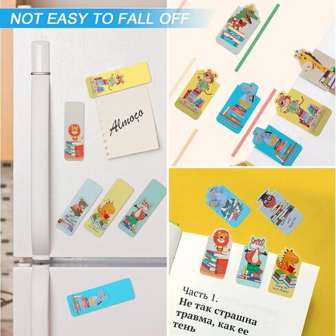 24 قطعة من الإشارات المرجعية المغناطيسية، مجموعة الإشارات المرجعية المغناطيسية للحيوانات، الإشارات المرجعية المغناطيسية للأطفال والمدرسة والطلاب ومستلزمات القراءة المكتبية (12 نمطًا، 5.5 × 3 سم) in Kuwait