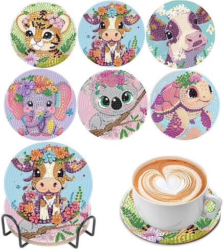 8 PCS Diamond Painting Coasters Kits, DIY Snowman Diamond Art Coasters with Holder, Diamond Winter Coasters Crafts for Adult,Beginner Diamond Art Crafts Supplies in Saudi Arabia
