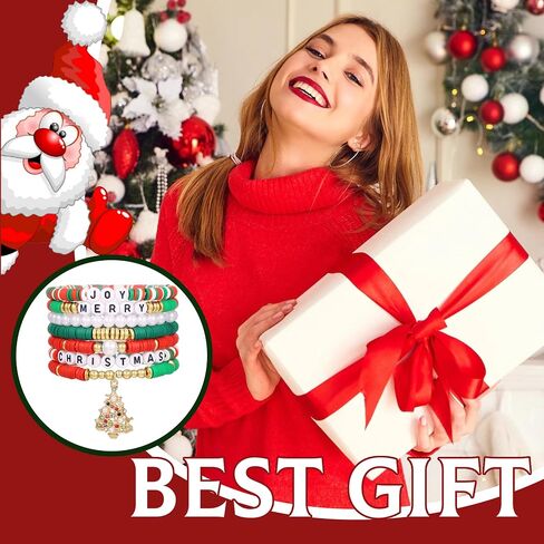 YANCHUN أساور عيد الميلاد للفتيات عطلة ندفة الثلج قصب الحلوى الأيائل شجرة عيد الميلاد سحر أساور قابل للتعديل أساور عيد الميلاد السائبة عطلة هدايا مجوهرات للنساء in Saudi Arabia