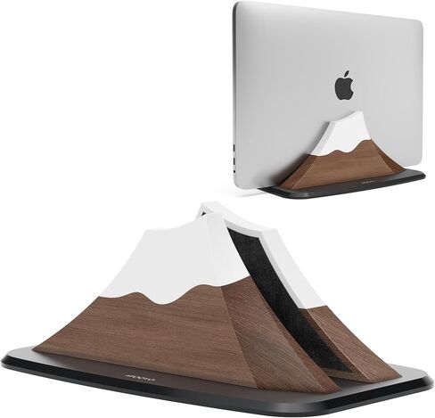 Vertical Laptop Stand - Snow Peak-Shaped Wooden Holder Dock Compatible with MacBook, Surface, Chromebook, Dell & More - Space-Saving Design for All Laptops,Walnut Finish in Kuwait