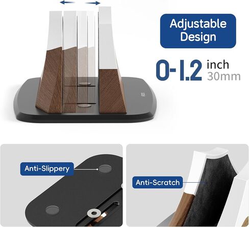 Vertical Laptop Stand - Snow Peak-Shaped Wooden Holder Dock Compatible with MacBook, Surface, Chromebook, Dell & More - Space-Saving Design for All Laptops,Walnut Finish in Kuwait