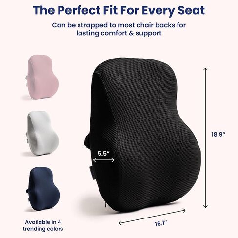 Coushy| Ergonomic Back Relief Cushion| Office Desk Accessories: Chair Cushions, Car Seat Cushion, Office Chair Cushion for Back-Supporting Lumbar Support Pillow for Back Pain (Black) in Saudi Arabia