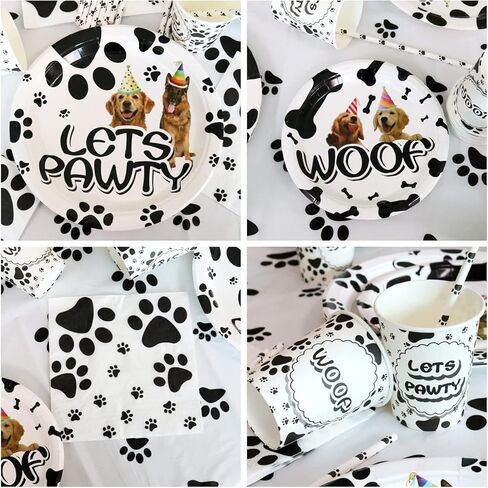 162 قطعة من لوازم حفلات الكلاب - مجموعة أدوات مائدة للحفلات بطابع هزلي للجرو، بما في ذلك الأطباق والمناديل ومفارش المائدة والشوك، تكفي 40 ضيفًا in Kuwait