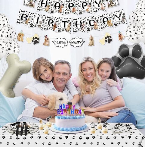 162 قطعة من لوازم حفلات الكلاب - مجموعة أدوات مائدة للحفلات بطابع هزلي للجرو، بما في ذلك الأطباق والمناديل ومفارش المائدة والشوك، تكفي 40 ضيفًا in Kuwait