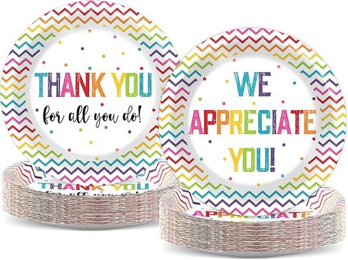 48PCS Thank You Plates We Appreciate You Party Supplies Appreciation Tableware Thankful Plate Disposable Paper Plate for Teacher Doctor Staff Congratulation Graduate Party Favors 6.7*6.7inch in Saudi Arabia