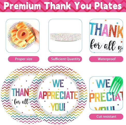 48PCS Thank You Plates We Appreciate You Party Supplies Appreciation Tableware Thankful Plate Disposable Paper Plate for Teacher Doctor Staff Congratulation Graduate Party Favors 6.7*6.7inch in Saudi Arabia