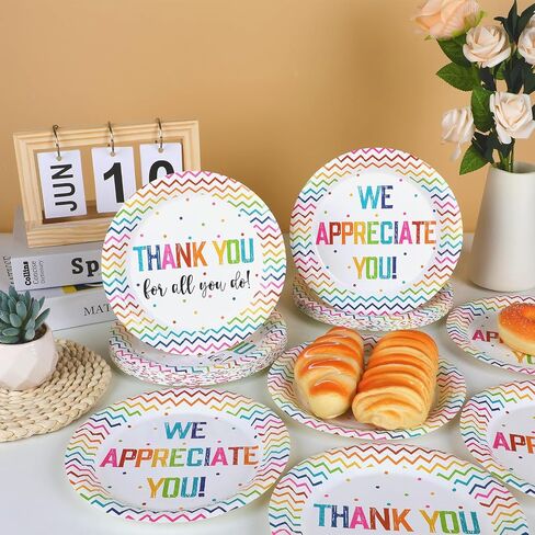 48PCS Thank You Plates We Appreciate You Party Supplies Appreciation Tableware Thankful Plate Disposable Paper Plate for Teacher Doctor Staff Congratulation Graduate Party Favors 6.7*6.7inch in Saudi Arabia