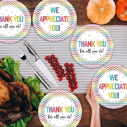 48PCS Thank You Plates We Appreciate You Party Supplies Appreciation Tableware Thankful Plate Disposable Paper Plate for Teacher Doctor Staff Congratulation Graduate Party Favors 6.7*6.7inch in Saudi Arabia