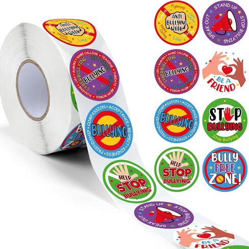 1000 قطعة من ملصقات Colarr الدائرية لمكافحة البلطجة، ملصقات للتوعية ضد البلطجة، ملصقات للوقوف وإيقاف البلطجة والتحدث من أجل منع البلطجة وحفلات جمع التبرعات المدرسية ومناسبات الكمبيوتر المحمول وديكورات الهدايا in Kuwait