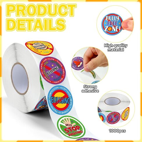 1000 قطعة من ملصقات Colarr الدائرية لمكافحة البلطجة، ملصقات للتوعية ضد البلطجة، ملصقات للوقوف وإيقاف البلطجة والتحدث من أجل منع البلطجة وحفلات جمع التبرعات المدرسية ومناسبات الكمبيوتر المحمول وديكورات الهدايا in Kuwait