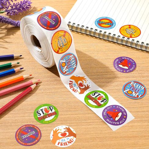 1000 قطعة من ملصقات Colarr الدائرية لمكافحة البلطجة، ملصقات للتوعية ضد البلطجة، ملصقات للوقوف وإيقاف البلطجة والتحدث من أجل منع البلطجة وحفلات جمع التبرعات المدرسية ومناسبات الكمبيوتر المحمول وديكورات الهدايا in Kuwait