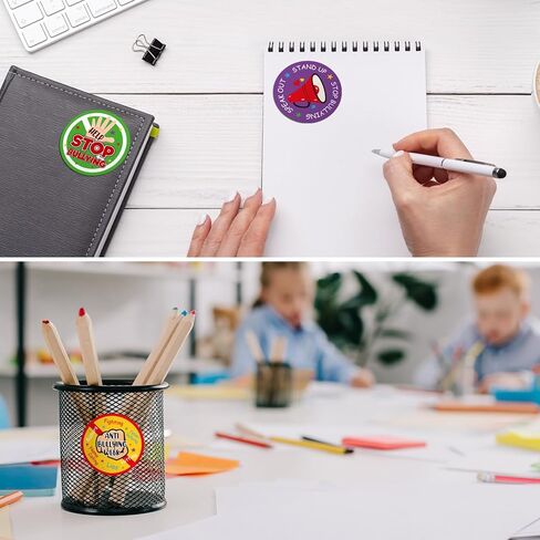 1000 قطعة من ملصقات Colarr الدائرية لمكافحة البلطجة، ملصقات للتوعية ضد البلطجة، ملصقات للوقوف وإيقاف البلطجة والتحدث من أجل منع البلطجة وحفلات جمع التبرعات المدرسية ومناسبات الكمبيوتر المحمول وديكورات الهدايا in Kuwait