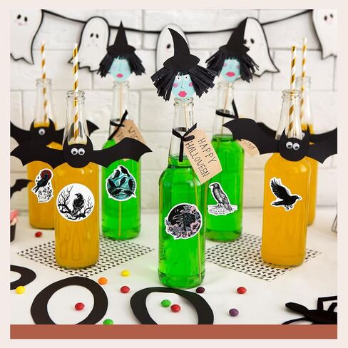 Colarr 96 قطعة ملصقات الغراب ملصقات الهالوين ملصقات الطيور الغراب ملصقات جرافيتي رائعة من الفينيل مقاومة للماء ملصقات الطيور العصرية لزجاجة المياه والدراجات النارية ولوح التزلج والكمبيوتر المحمول وشارات الأمتعة in Kuwait