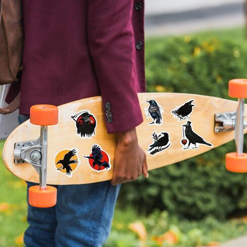 Colarr 96 قطعة ملصقات الغراب ملصقات الهالوين ملصقات الطيور الغراب ملصقات جرافيتي رائعة من الفينيل مقاومة للماء ملصقات الطيور العصرية لزجاجة المياه والدراجات النارية ولوح التزلج والكمبيوتر المحمول وشارات الأمتعة in Kuwait