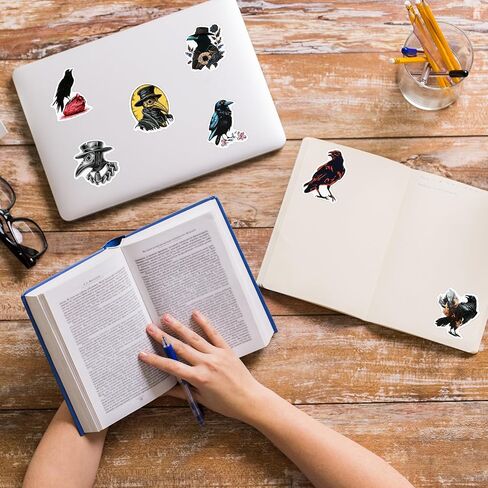 Colarr 96 قطعة ملصقات الغراب ملصقات الهالوين ملصقات الطيور الغراب ملصقات جرافيتي رائعة من الفينيل مقاومة للماء ملصقات الطيور العصرية لزجاجة المياه والدراجات النارية ولوح التزلج والكمبيوتر المحمول وشارات الأمتعة in Kuwait