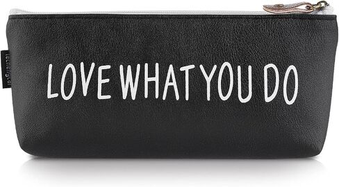 cobee Inspirational Leather Pencil Case, Motivational Pen Pouch Bag Gift Zipper Pen Holder Stationery Bag Makeup Bags Cosmetic Bags for Office Supplies(Black) in Saudi Arabia