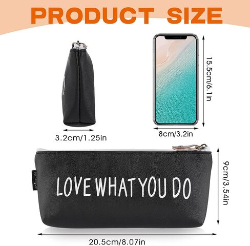 cobee Inspirational Leather Pencil Case, Motivational Pen Pouch Bag Gift Zipper Pen Holder Stationery Bag Makeup Bags Cosmetic Bags for Office Supplies(Black) in Saudi Arabia