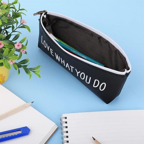 cobee Inspirational Leather Pencil Case, Motivational Pen Pouch Bag Gift Zipper Pen Holder Stationery Bag Makeup Bags Cosmetic Bags for Office Supplies(Black) in Saudi Arabia