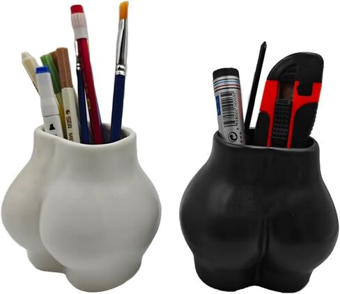 Funny Pen Holder Body Shaped Succulent Planter Small Indoor Outdoor Plant Pot, Makeup Brush/Toothbrush Holder Home Decor School Office Gifts Desk Organizer (White) in Saudi Arabia