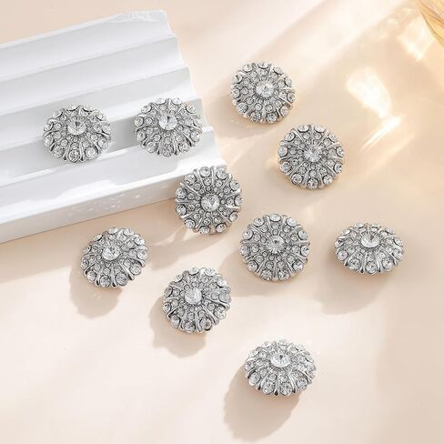 10 Pcs Rhinestone Buttons, Crystal Applique Embellishments for Sew on Clothes DIY Jewelry Decoration Crafts Wedding Party Bouquet, Clear in Saudi Arabia