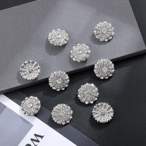 10 Pcs Rhinestone Buttons, Crystal Applique Embellishments for Sew on Clothes DIY Jewelry Decoration Crafts Wedding Party Bouquet, Clear in Saudi Arabia