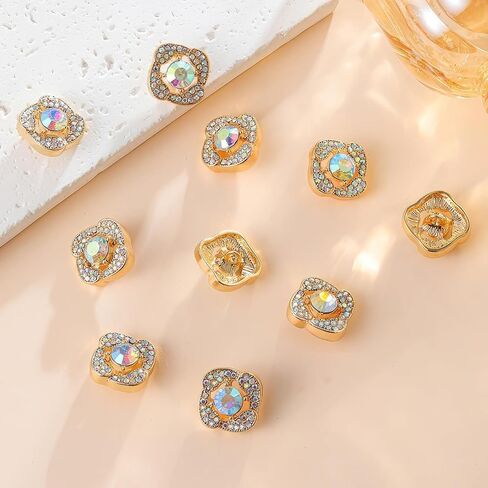 10 Pcs Rhinestone Buttons, Crystal Applique Embellishments for Sew on Clothes DIY Jewelry Decoration Crafts Wedding Party Bouquet, Clear in Saudi Arabia