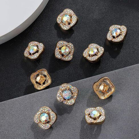 10 Pcs Rhinestone Buttons, Crystal Applique Embellishments for Sew on Clothes DIY Jewelry Decoration Crafts Wedding Party Bouquet, Clear in Saudi Arabia