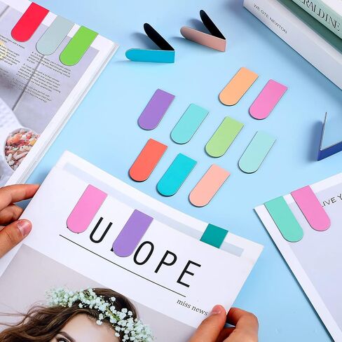 Yeaqee 130 Pcs Magnetic Bookmarks Bulk, Cute Bookmarks, Book Marker Clip, Planner Bookmark Clip, Magnetic Page Markers, Reading Accessories, for Lovers Women Men Teachers Students Kids, 0.8x2 Inch in Saudi Arabia