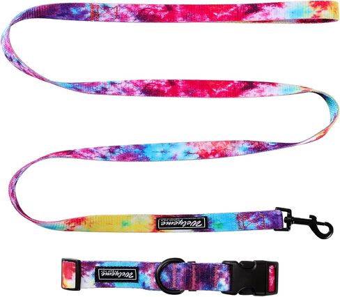 Tie Dye Dog Collar Pet Funny Dog Leash Set for Small Medium Large Dogs Tie Dye Collars (S(9.8'' - 12'')) in Saudi Arabia
